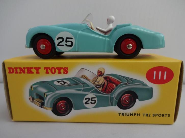 Triumph TR2 Sports (25) blauw nr: 111 van Dinky Toys 1/43, Hobby en Vrije tijd, Modelauto's | 1:43, Nieuw, Auto, Dinky Toys, Ophalen of Verzenden