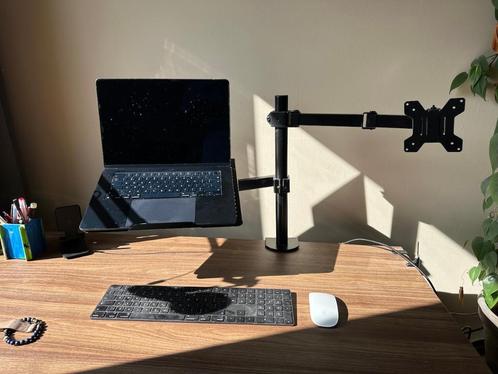 Monitor & Laptop – Verstelbare/Adjustable Dubbel arm, Computers en Software, Laptopstandaarden, Gebruikt, In diepte verstelbaar