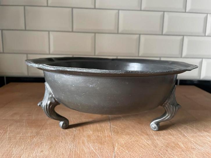 Antieke Tinnen Schaal op Voetjes - Decoratief & Functioneel, Antiek en Kunst, Antiek | Tin, Ophalen of Verzenden