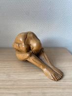 Houten Boeddha Sculptuur - Huilende Yogi, Ophalen of Verzenden