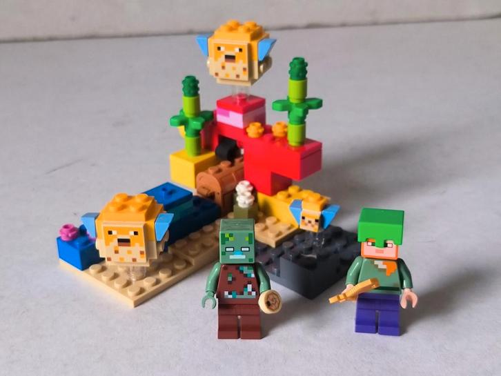 LEGO Minecraft Het Koraalrif 21164, Kinderen en Baby's, Speelgoed | Duplo en Lego, Zo goed als nieuw, Lego, Complete set, Ophalen of Verzenden