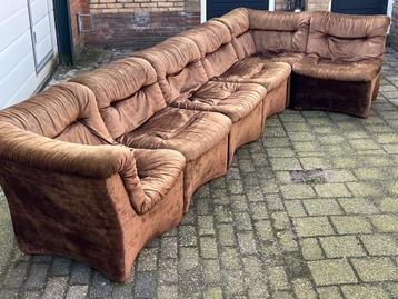 Vintage Modulebank Modulaire Sofa Velours Jaren 70 beschikbaar voor biedingen