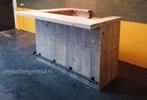 Hoekbar bar van steigerhout mancave steigerbuizen zwart hout, Huis en Inrichting, Barren, Ophalen of Verzenden, Nieuw