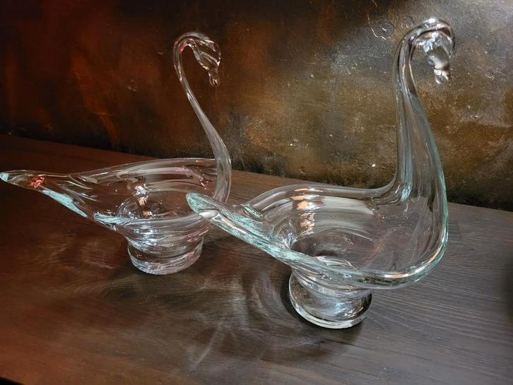 Glazen Zwanen - Set van 2, Antiek en Kunst, Antiek | Glas en Kristal, Ophalen of Verzenden