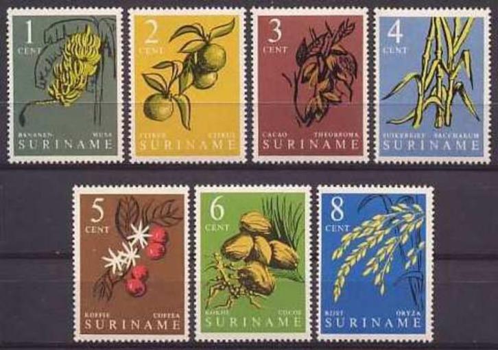 Suriname NVPH nr 354/60 postfris Vruchten 1961, Postzegels en Munten, Postzegels | Suriname, Postfris, Verzenden