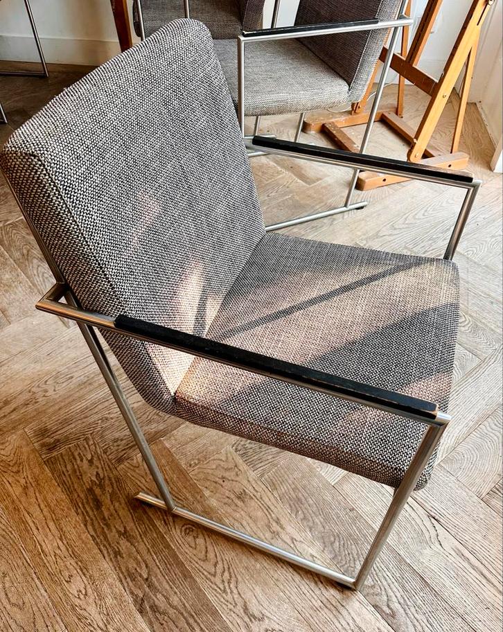 Harvink 6 eetkamerstoelen COMMA vintage design, Huis en Inrichting, Stoelen, Gebruikt, Vijf, Zes of meer stoelen, Hout, Metaal