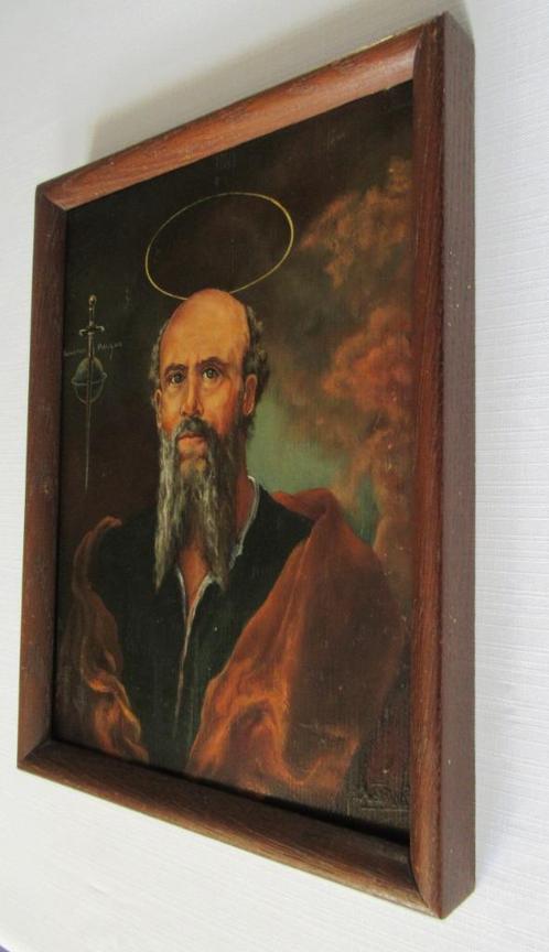 A. De Wit klassiek olieverf schilderij paneel apostel Paulus, Antiek en Kunst, Antiek | Religie, Verzenden