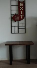 Nieuwe stoere massief eiken houten industriële sidetable, Ophalen, 100 tot 150 cm, Eikenhout, Nieuw