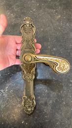 1x set Chique messing Deurklinken met Schild. Vintage antiek, Ophalen of Verzenden