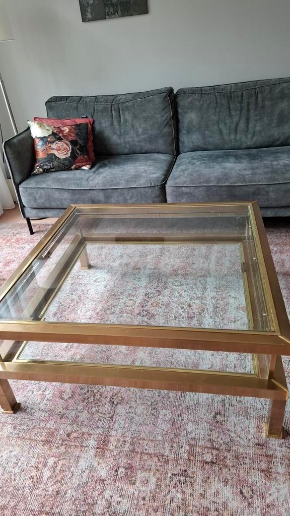Glazen Salontafel met Schuifblad - 98x98x42cm, Huis en Inrichting, Tafels | Salontafels, Ophalen