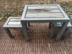 Gegalvaniseerd metaal tuinset (zink look), Tuin en Terras, Ophalen, Gebruikt, Overige materialen, 2 zitplaatsen