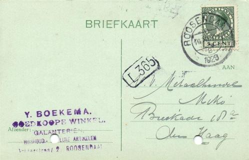 Y. Boekema. Goedkoope Winkel. Roosendaal - 11.1929 - briefka, Postzegels en Munten, Brieven en Enveloppen | Nederland, Briefkaart