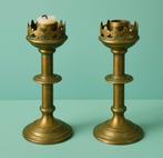 Antieke Franse Messing kerkkandelaars, Antiek en Kunst, Ophalen of Verzenden, Koper of Brons