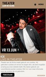 ICE LIVE IN THE THEATER | Vrijdag 13 juni 20:15, Tickets en Kaartjes, Eén persoon