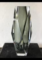 Flavio Poli diamant vaas, grijs rookglas, ong 20,3 cm 1 chip, Ophalen of Verzenden