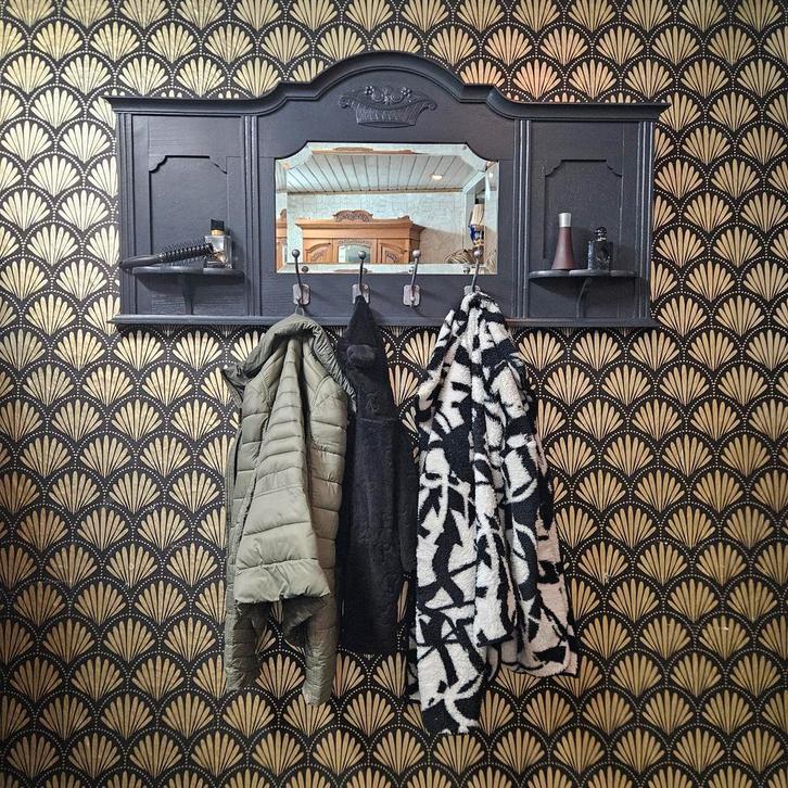 Mooie antieke Antraciete spiegel/kapstok, Huis en Inrichting, Woonaccessoires | Kapstokken, Zo goed als nieuw, Wandkapstok, Minder dan 100 cm