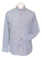 Sebago gestreept overhemd, blauw/rood/wit, Mt. M, Sebago, Halswijdte 39/40 (M), Zo goed als nieuw, Verzenden