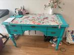Leuk vintage bureau, blauw turquoise, Ophalen, Gebruikt
