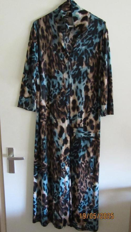 Lange blousejurk met panterprint  Maat L, Kleding | Dames, Jurken, Zo goed als nieuw, Maat 38/40 (M), Overige kleuren, Onder de knie