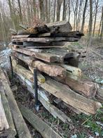 Oud eiken balken, Tuin en Terras, Haardhout, 3 tot 6 m³, Ophalen of Verzenden, Eikenhout, Stammen