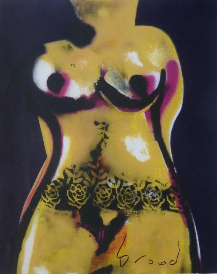 Herman Brood zeefdruk 'Torso in zwart veld', Antiek en Kunst, Kunst | Litho's en Zeefdrukken, Verzenden