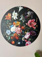 Muurcirkel Bloemen - Zwarte Achtergrond - 100cm, Ophalen of Verzenden, Nieuw