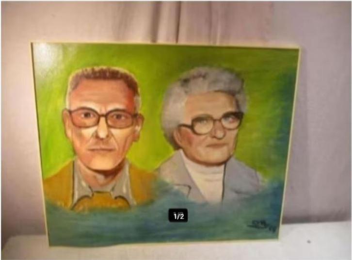 Mooi Geschilderd Werk 'Opa en Oma' - Peter van der Avoort, Antiek en Kunst, Kunst | Schilderijen | Klassiek, Ophalen of Verzenden