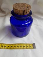 Blauw glas, oude apothekerspot glazen pot kurk, Antiek en Kunst, Antiek | Glas en Kristal, Ophalen of Verzenden