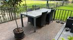 Tuintafel - metalen poten - hardstenen blad., Tuin en Terras, Tuintafels, Ophalen, Zo goed als nieuw, Rechthoekig, Overige materialen