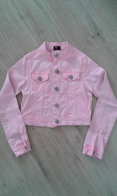 Spijkerjasje mt 152, Kinderen en Baby's, Kinderkleding | Maat 152, Zo goed als nieuw, Meisje, Jas, Ophalen of Verzenden