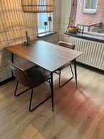 Leren stoelen met stalen frame, Ophalen, Twee, Bruin, Zo goed als nieuw