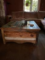 mooie, zware, koloniale, houten salontafel-kist 90x90, Huis en Inrichting, Ophalen, 50 tot 100 cm, Vierkant, 50 tot 100 cm