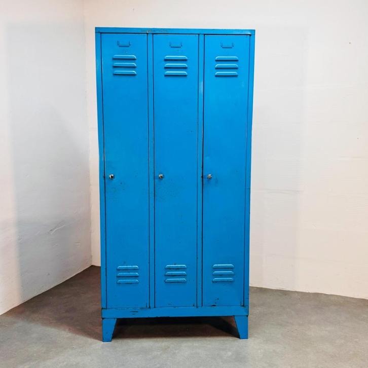 Vintage Industriele Stalen Locker Kast, Antiek en Kunst, Curiosa en Brocante, Ophalen