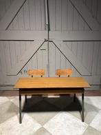 Vintage school bank tafel industriële franse stijl, Antiek en Kunst, Ophalen