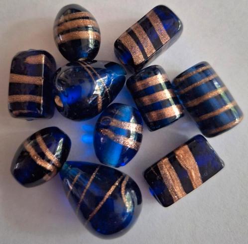 Antiek blauw met goud kleur glas kralen mix 2 cm, Hobby en Vrije tijd, Kralen en Sieraden maken, Nieuw, Kraal, Verzenden
