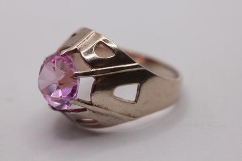 Zilveren  goud vergulde vintage ring met toermalijn steen, Sieraden, Tassen en Uiterlijk, Ringen, Zo goed als nieuw, Dame, 17 tot 18