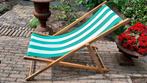 Vintage houten strandstoel, Ophalen, Gebruikt, Hout, Verstelbaar