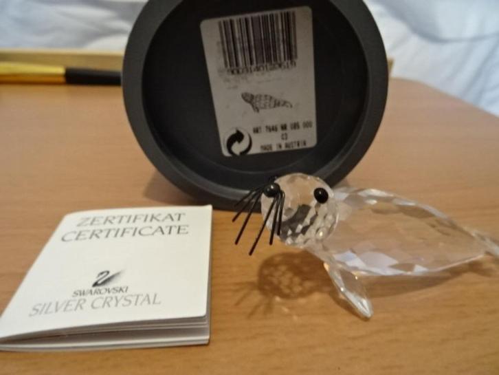 Swarovski Zeehond met zwarte snorharen, Verzamelen, Swarovski, Zo goed als nieuw, Figuurtje, Verzenden
