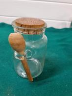 Honing of jam pot glas met lepel en dop, Ophalen of Verzenden