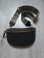 Zwarte leren tas met bag straps, Verzenden, Nieuw, Zwart, Schoudertasje