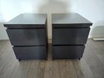 Ikea Malm Ladekasten (x2),  Zwart, incl. glasplaat, Ophalen, Minder dan 50 cm, Gebruikt, 1 of 2 laden