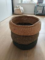 Mooie plantenmand van riet, Huis en Inrichting, Ophalen, Mand, Rond, Zo goed als nieuw