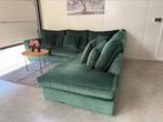 Hoekbank Velvet Groen | Gereinigd | Gratis levering, Huis en Inrichting, Banken | Bankstellen, 250 tot 300 cm, Hoekbank, Zo goed als nieuw