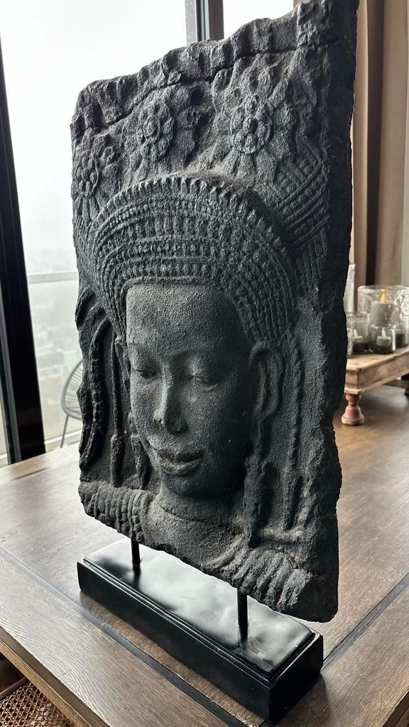 Afrikaanse Vrouw Polystone Beeld op Zwarte Voet, Huis en Inrichting, Woonaccessoires | Boeddhabeelden, Zo goed als nieuw, Ophalen