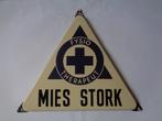 Oud Emaille Reclame Bord; Mies Stork, Fysio Therapeut, 35 cm, Verzamelen, Ophalen of Verzenden, Gebruikt, Reclamebord