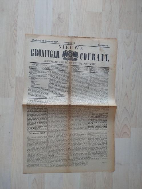 Nieuwe Groninger Courant. Donderdag 13 september 1917, Boeken, Tijdschriften en Kranten, Nieuw, Muziek, Film of Tv, Ophalen of Verzenden