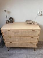 Solstice - Ladekast met 3 laden en rotan riet, 90 cm breed, Ophalen, 50 tot 100 cm, Zo goed als nieuw, 3 of 4 laden