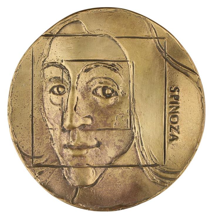 PENNING VPK 2001 Eric Claus : Dubbelportret Spinoza, Postzegels en Munten, Penningen en Medailles, Brons, Nederland, Verzenden