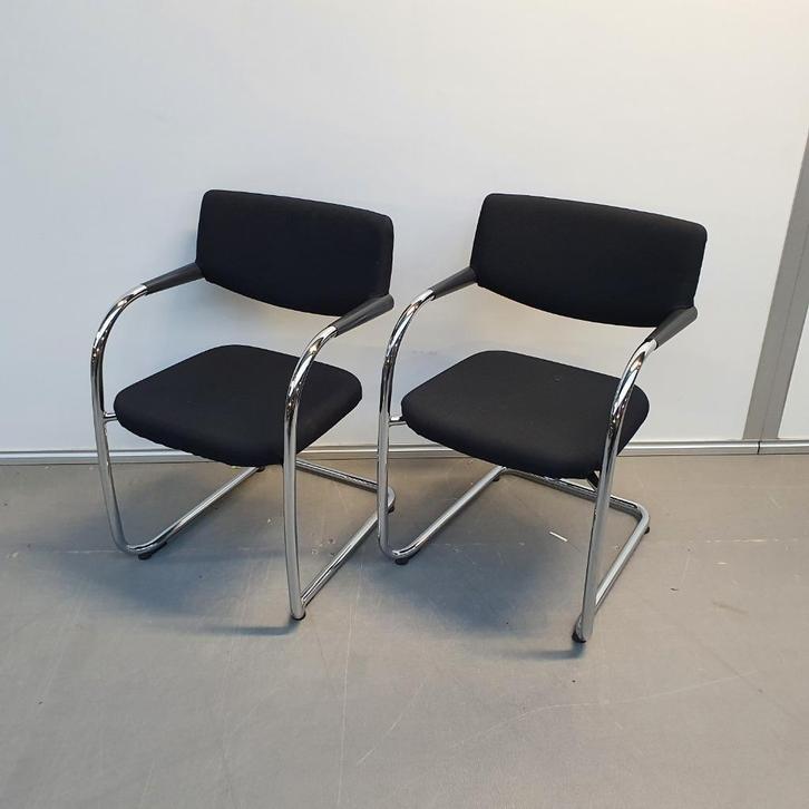 set 2x Vitra Visavis kantoorstoelen - zwarte stof, Huis en Inrichting, Stoelen, Nieuw, Stof, Zwart, Ophalen of Verzenden