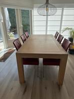 Eikenhouten tafel met 6 Bert Plantagie stoelen, Huis en Inrichting, Tafels | Eettafels, Ophalen, Gebruikt, Eikenhout, 50 tot 100 cm